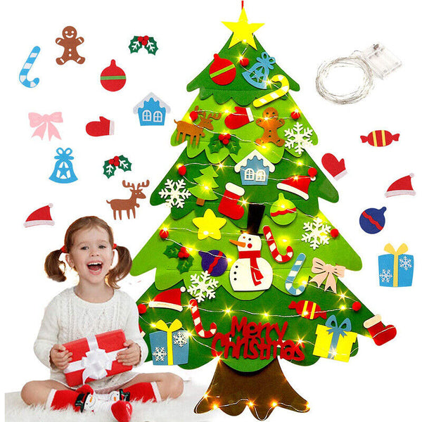 Felt Christmas Tree Set DIY with Removable Ornaments Xmas Hand Craft Decorations