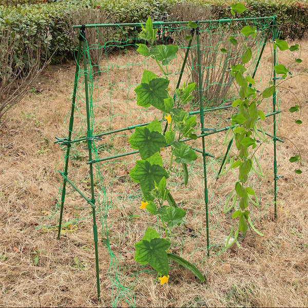 Metal Garden Trellis Climbing Frame Set for Raised Beds – Detachable A Frame Plant Support with Mesh and Clips