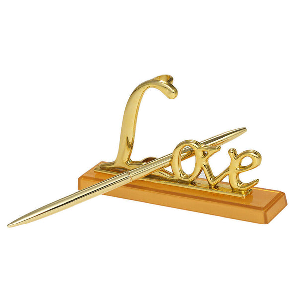 Wedding Signing Pen with Gold Plated Love Holder Party Pen Set Engagement Favors
