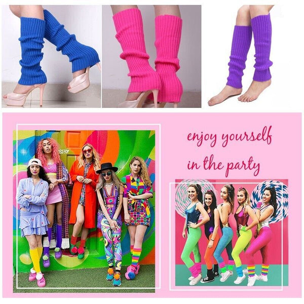 Women’s Knitted Leg Warmers 80s Dance Disco Party Costume Socks
