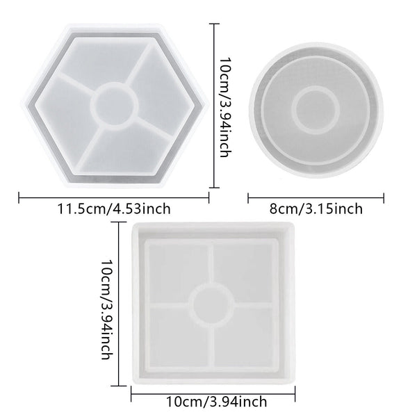3x Coaster Resin Casting Mold Silicone Jewelry Agate Making DIY Mould Tool Craft