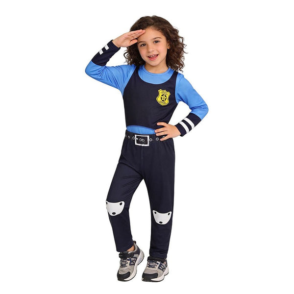 Girl wearing Judy Hopps police costume saluting - Zootopia Book Week outfit - Lets Party