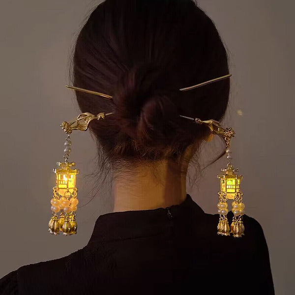 Flower Lantern Fringe Hairpin Hanfu Hair Accessories Vintage Chinese Hair Stick