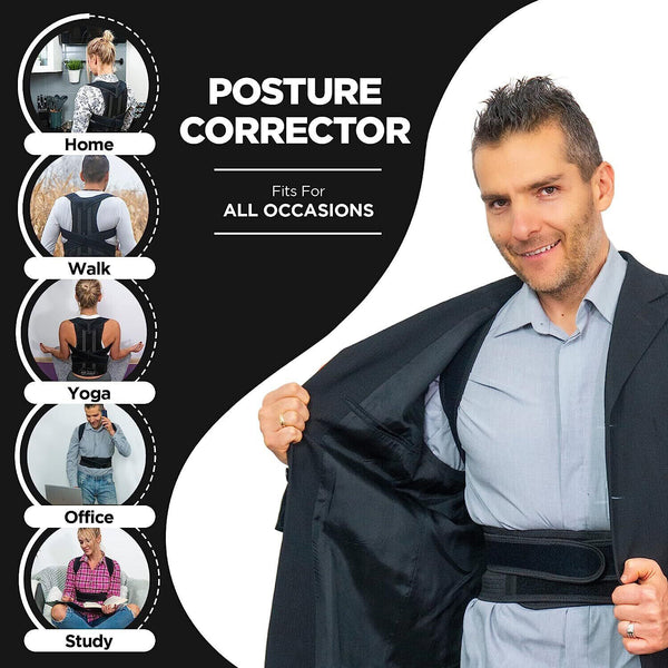 Full Back Posture Corrector Adjust Lumbar Shoulder Support Brace Belt Women Men