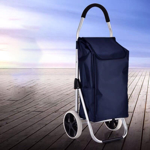 Foldable Aluminum Grocery Shopping Cart with Wheels Portable Basket Luggage Bag