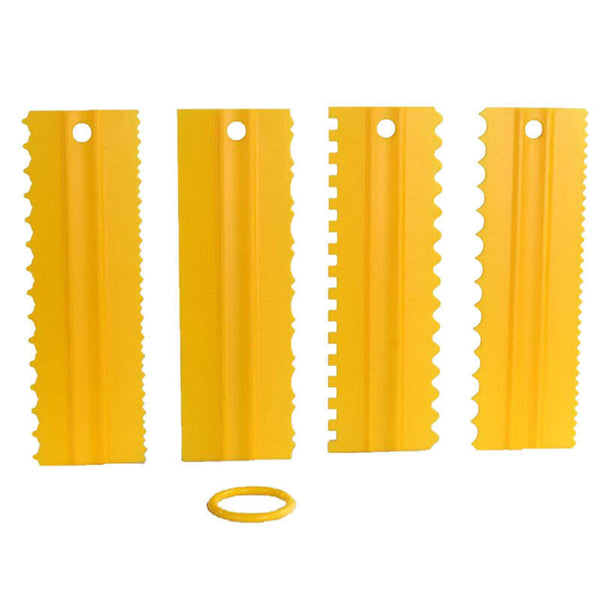 4Pcs Cake Decorating Icing Smoother Edge Frosting Scraper Comb Pastry Spatulas