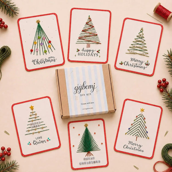 6PCS DIY Hand Embroidery Christmas Thread Cards Stitching Craft Kit