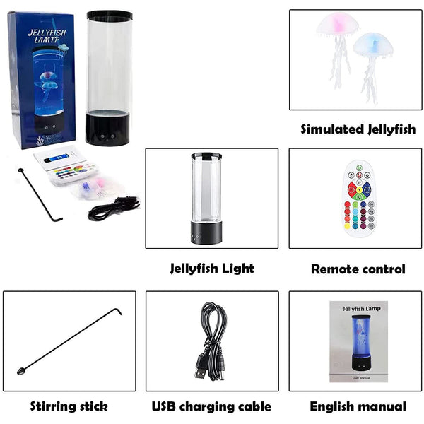 Jellyfish Lava Lamp Night Light Decor 17 Color Changing+Remote Aquarium Tank