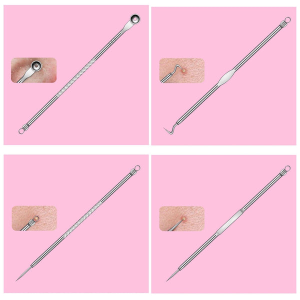 Blackhead Remover Tool Pimple Blemish Popper Comedone Acne Cleaner Kit Clip