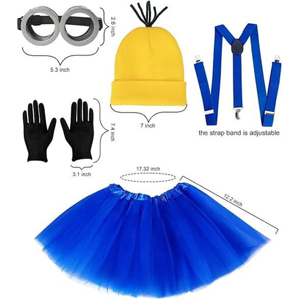 Minions Cosplay Costume Adults Kids Fancy Dress Beanie Glove Glasses Halloween