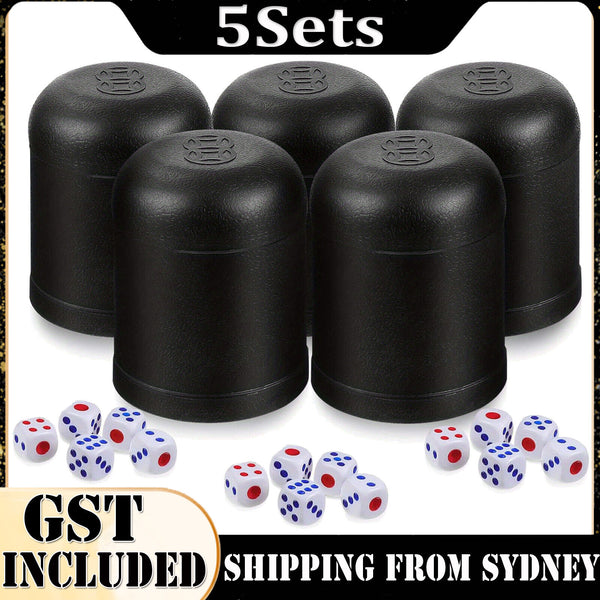 5 Set of 2 Straight Dice Cup With 12x Dice KTV Pub Casino Party Game Toy Profess