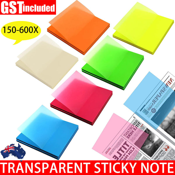 UP 600 Sheets Transparent PET Memo Sticky Note Daily To Do Stationery Waterproof