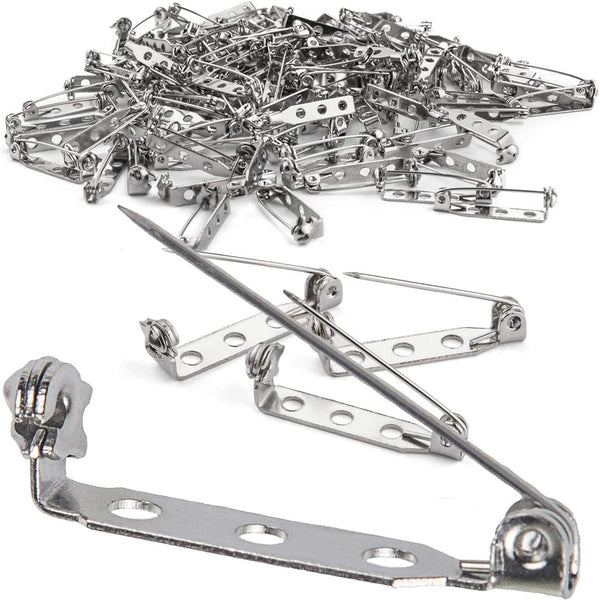 100X 20/32mm Brooch Backs Safety Bar Pins Craft Catch Badge Fasteners Jewellery
