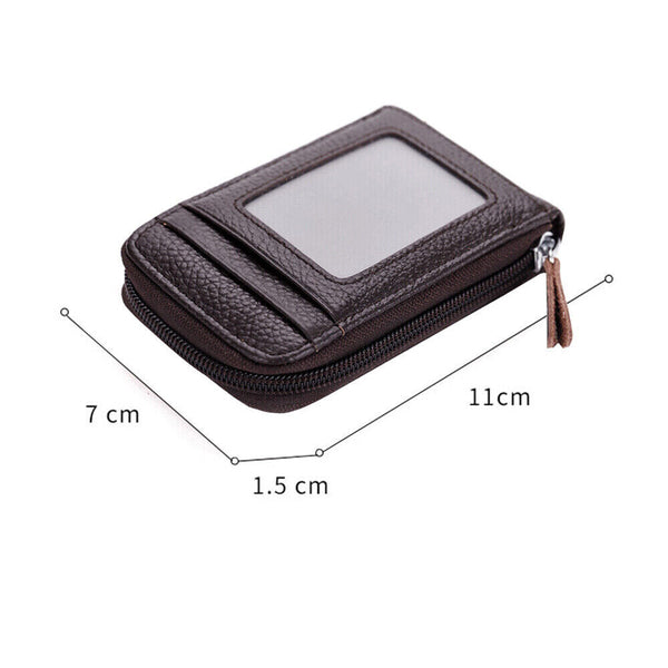 RFID Blocking Leather Wallet Coin Purse Credit Card Holder Men Women Anti-theft