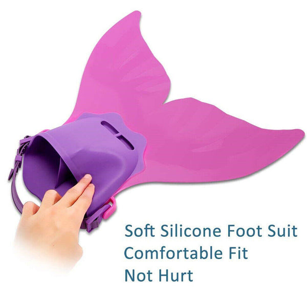 Kids Mermaid Tail Fin Adjustable Monofin Swimming Flipper Diving Swimmable Tool