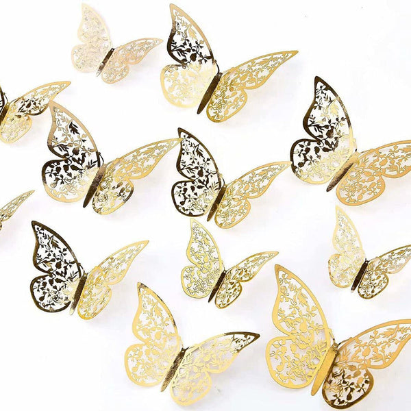 24PCS 3D Butterfly Wall Decals Stickers Removable Kids Room Decorations DIY