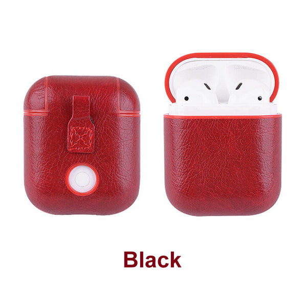 Compatible With Airpods Leather Earphone Protective Case Cover shockproof