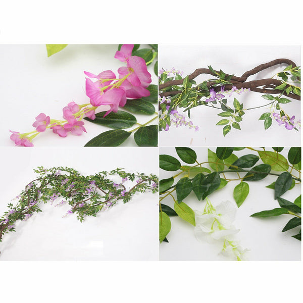 1.8M Artificial Silk Wisteria Leaf Hanging Flower Floral Garland Vine Wedding AU