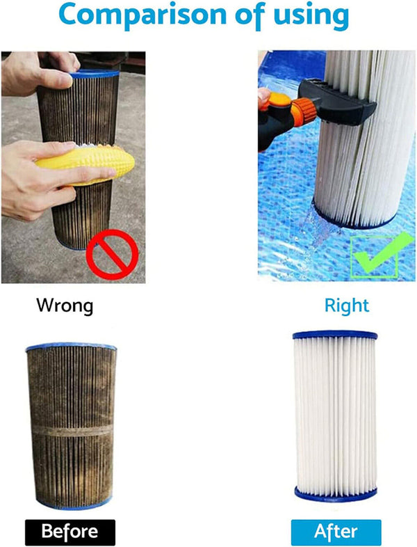 Handheld Water Wand Swimming Pool Filter Cartridge Cleaner Brush Remove Dirty