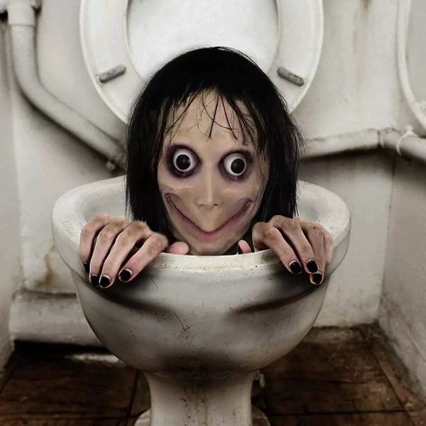 MOMO-Scary Face Mask Halloween Cosplay Long Hair Full Face Cover Mask
