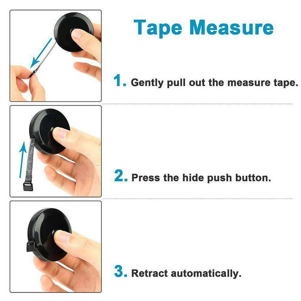 2X Soft Tape Measuring Range & 2X Black 1.5m Body Tailor Tape Ruler Retractable