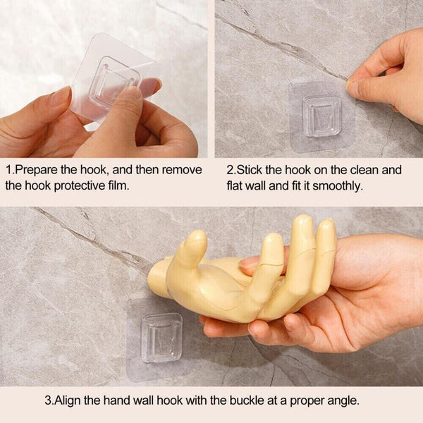 Hand Shape Hook Ball Display Rack Resin Bag Key Holder Wall Hanger Adhesive Home