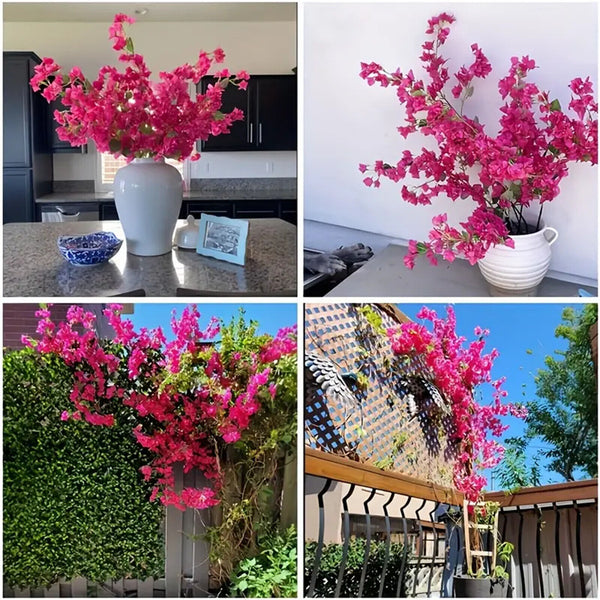2X Silk Bougainvillea Branches Bougainvillea Artificial Flowers Iron Wire Stem
