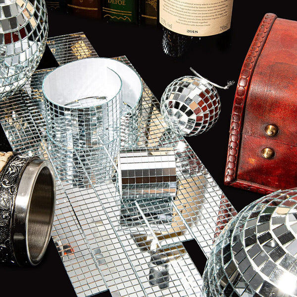 Mini Mosaic Tiles Self-Adhesive Square Mirror Glass DIY Home Wall Sticker Decors