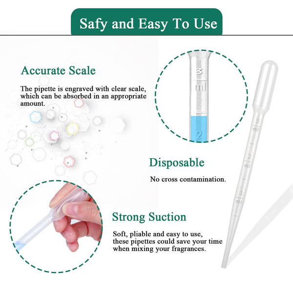 Plastic Pipettes Eye Dropper Disposable Graduated Transfer Liquid 3mL