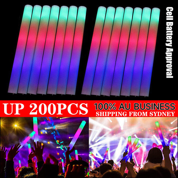 25X 100X 200X 48CM Light-up Foam LED Wedding Party Flashing Wands Glow Sticks