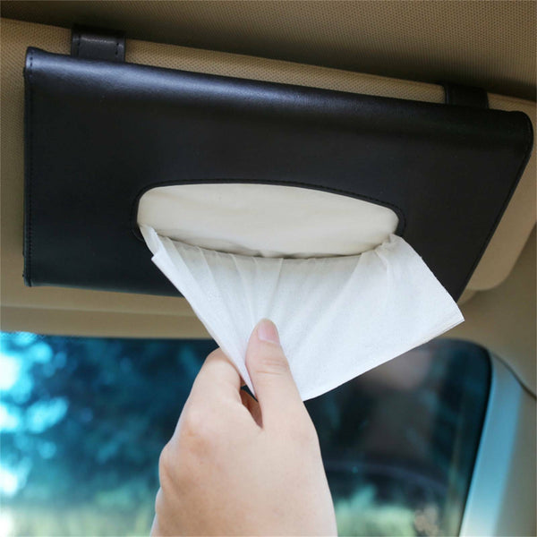 Car Tissue Box Cover Towel Sun Visor Paper Napkin Case Holder Organizer Storage