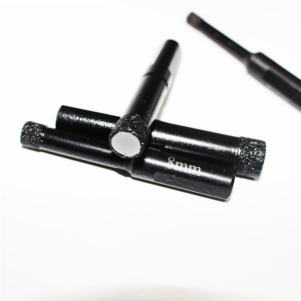 2pcs Dry Diamond Drill Bits 6/8mm For Porcelain Glass Tile Ceramic Marble Black