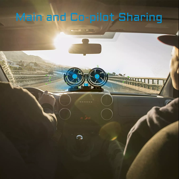 12V Auto Dashboard Cooling Air Fan 2 Speed Dual Head Car Fan 360° Rotatable