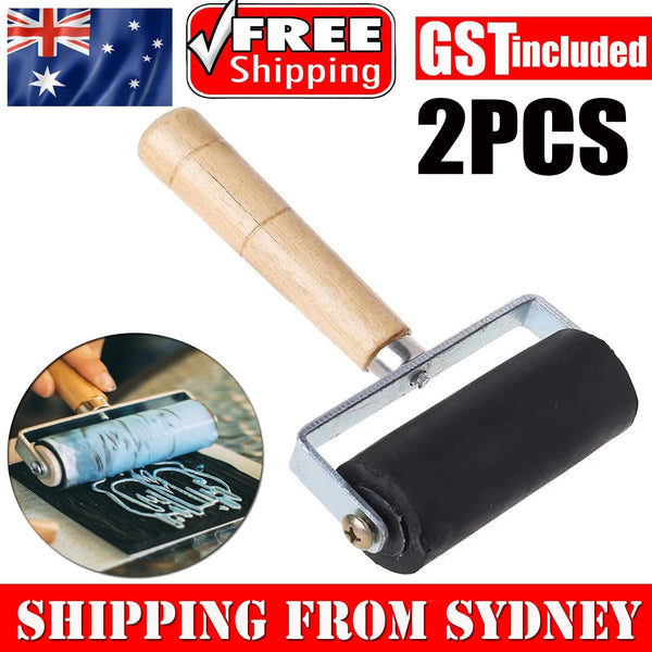 2X 10cm Heavy Duty Hard Rubber Roller Printing Inks Lino Brayer Art Craft Roller