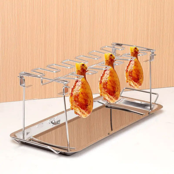 Foldable Stainless Steel Barbecue Grill Rack for Chicken Legs Outdoor Cooking