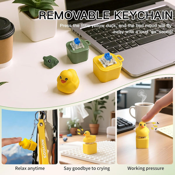 2X Rechargeable Duck Frog Keychain Button with Sound Keyboard Clicker Fidget Toy