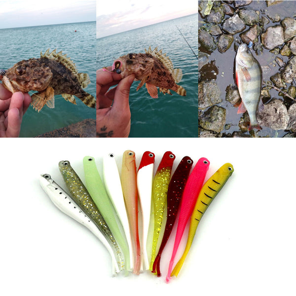 10Pcs Soft Fishing Lures Fake Bait Bionic Fishing Lure Saltwater & Freshwater AU