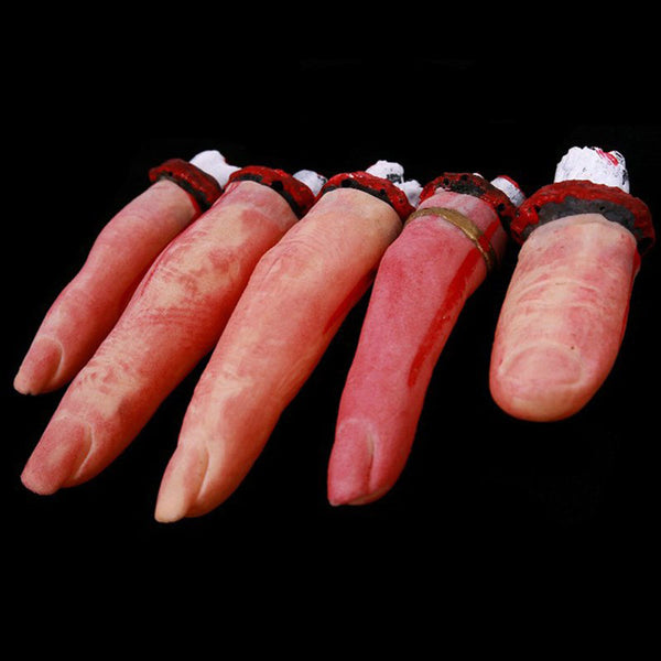 Halloween Party 5 Five Bloody Fingers Fake Rubber Props Lifesize Bloody Decorati