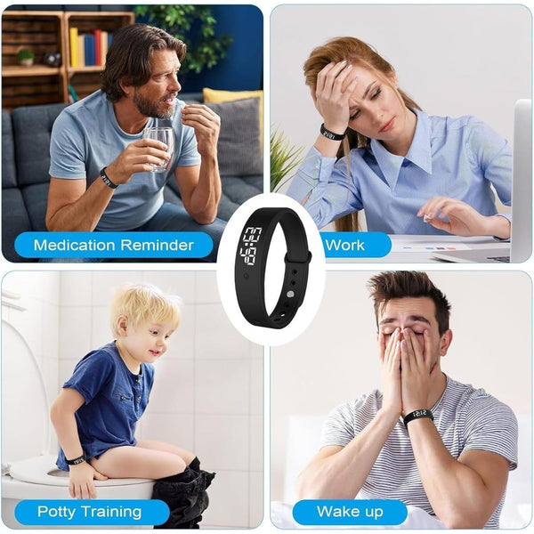 Vibrating Alarm Watch - Silent Vibration Wristband for Hearing Impaired & Deep Sleepers