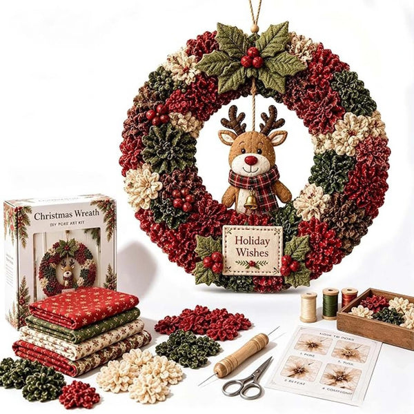 3D Fabric Poke Wreath DIY Kit Christmas Handmade Wreath Craft Set Party Decor