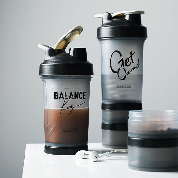 Sports Shaker Bottle 500ML Protein Powder Mixing Water Bottle Sport Fitness Gym