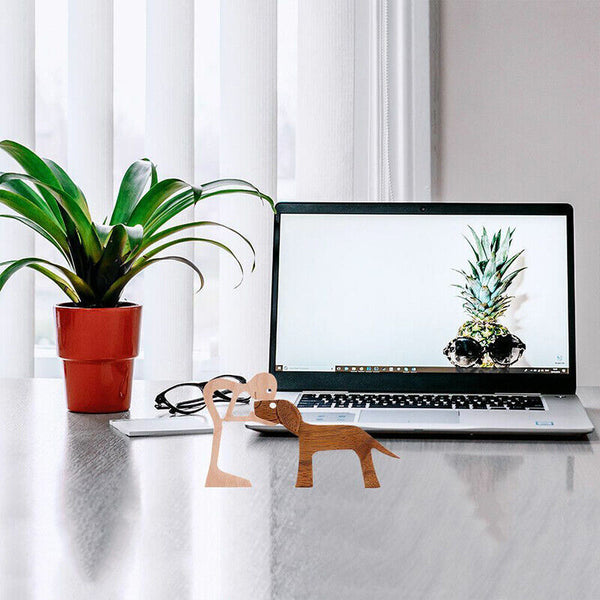 Handmade Wooden Statue, Sitting Woman and Dog, Wood Decor Craft DIY Home Decor