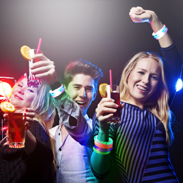 100x LED Bracelets Glow Bangle Light Up Wristbands Neon Bracelet for Kids Adults