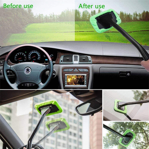 6pcs Car Windshield Cleaner Tool with Microfiber Pads | Auto Window Glass Cleaning Brush