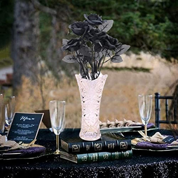 Black Artificial Rose Flowers 36PCS Faux Rose Stems DIY Floral Arrangement Home Decor
