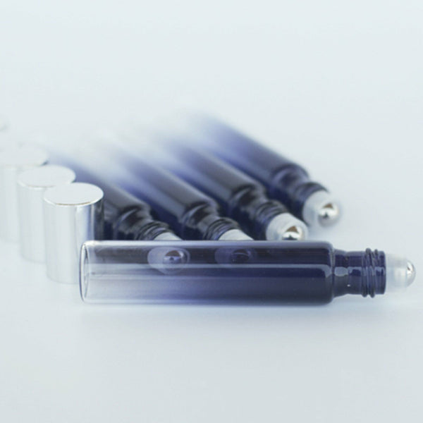 UP 200Pcs 10ml Thick Gradient Glass Roll On Bottles Steel Roller Essential Oil A