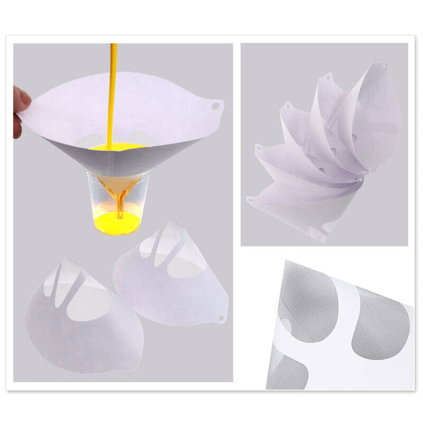 100 High Quality Micron Paint Paper Strainers Sieve Filter Nylon Mesh Net Funnel