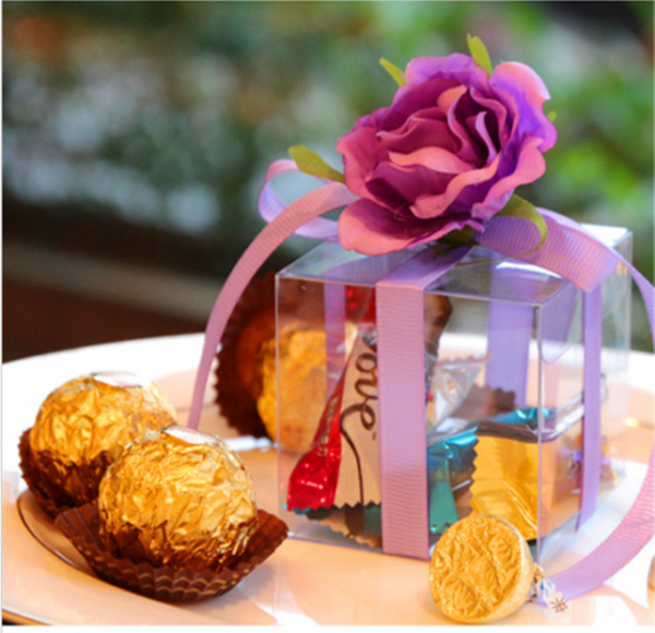 200pcs CLEAR PVC Gift Boxes Plastic Cube Transparent Display Case Square Box Pac