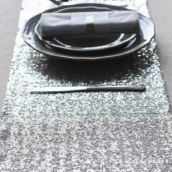 30x180cm Silver Sequin Table Runner Tablecloths Wedding Party Events Home Decora