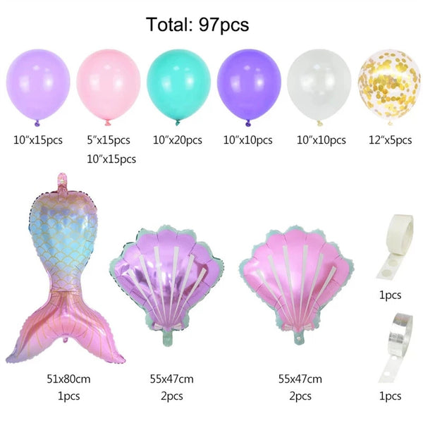 Mermaid Balloons+Ocean Balloon Garland Arch Kit Set Birthday Wedding Party Decor